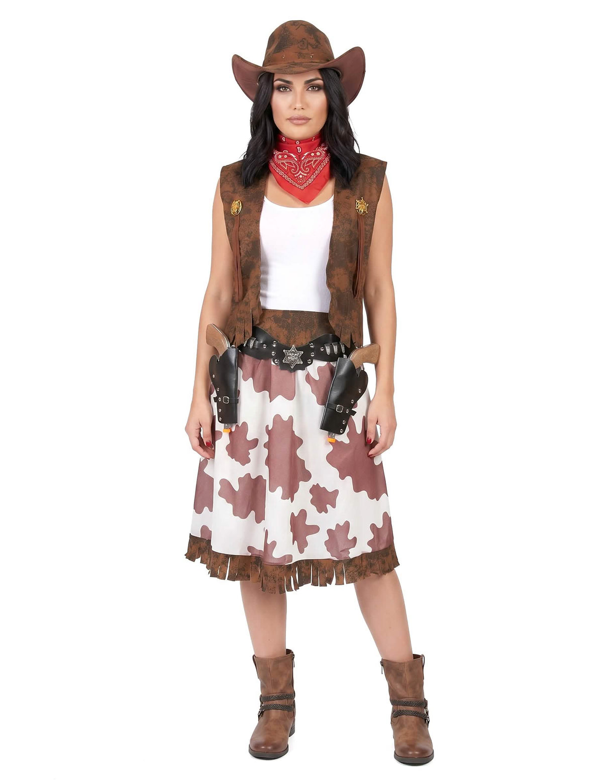 Geflecktes Cowgirl-Kostüm für Damen