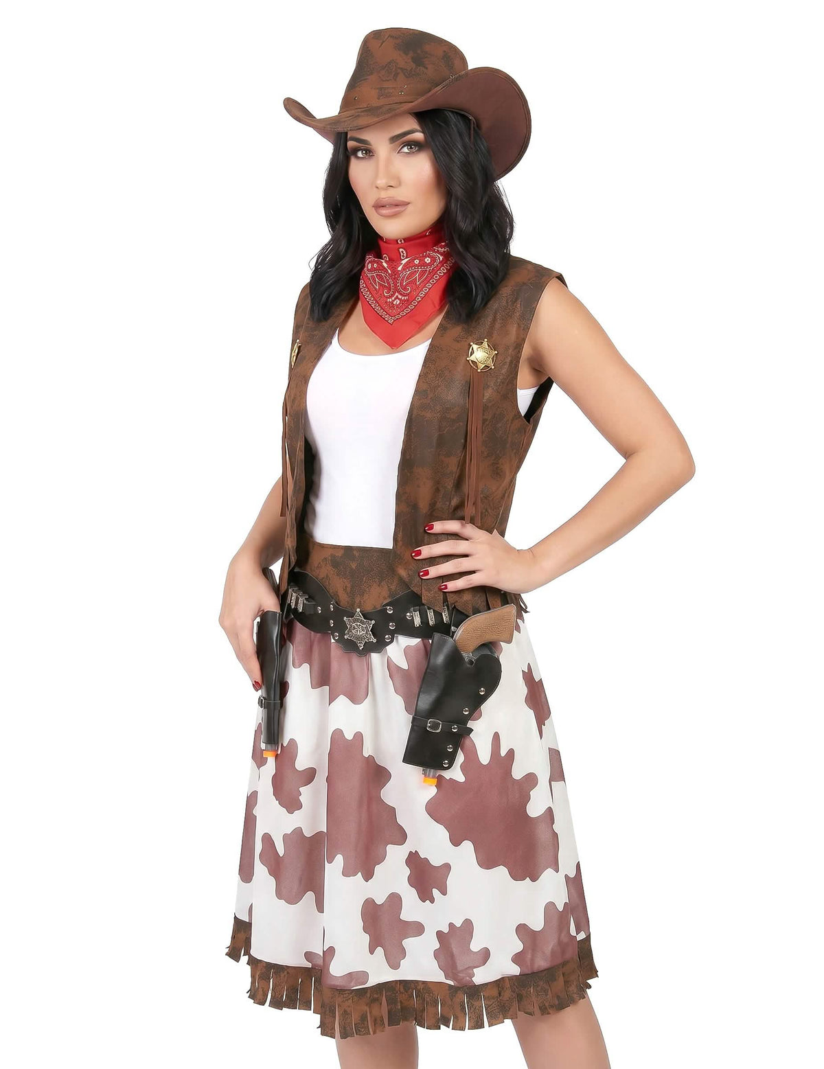 Geflecktes Cowgirl-Kostüm für Damen