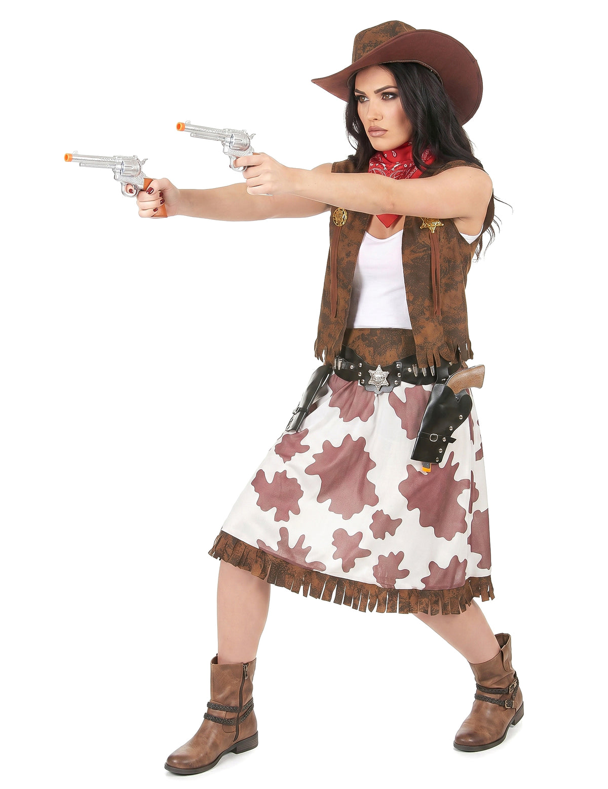 Geflecktes Cowgirl-Kostüm für Damen
