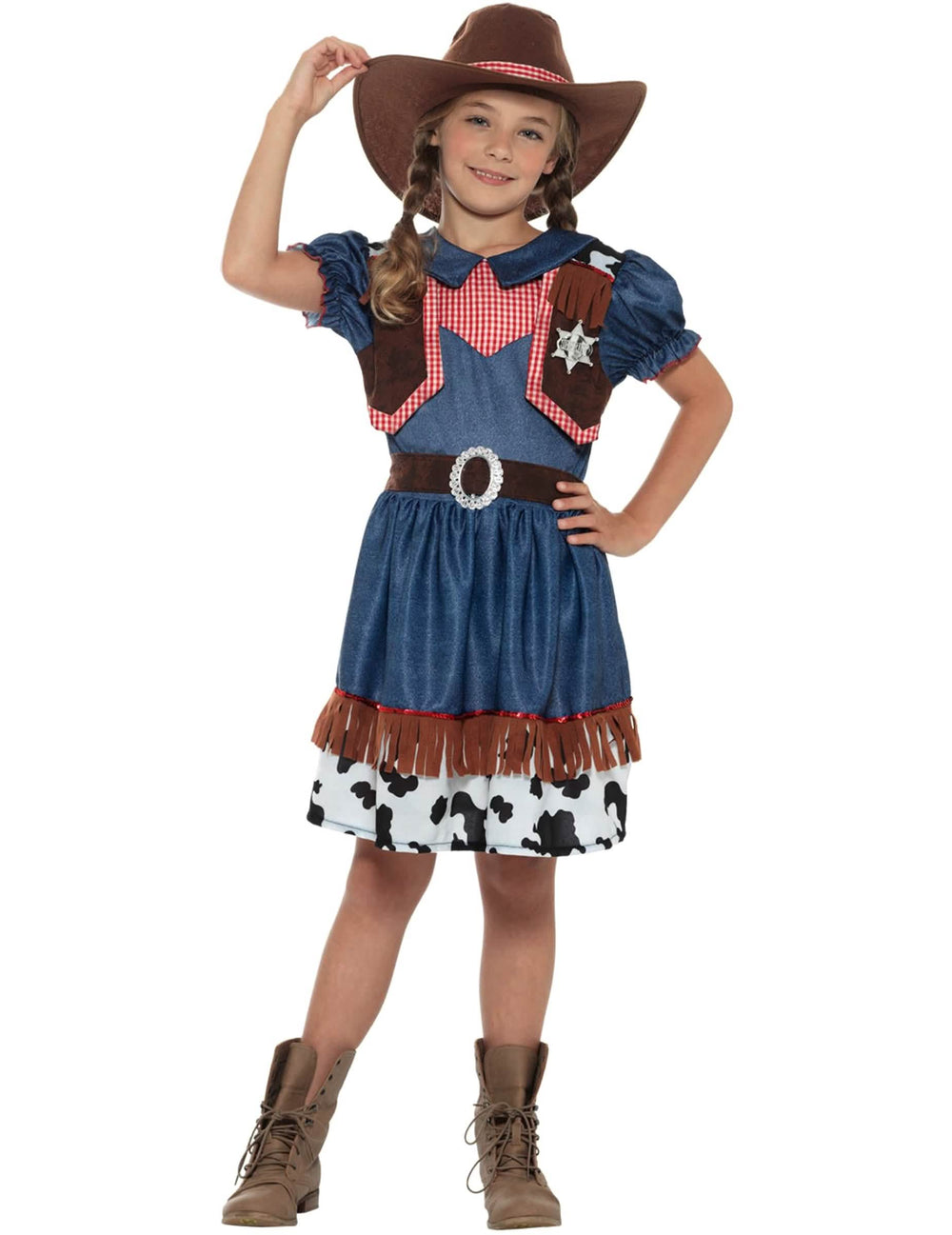 Vorderansicht des texanischen Cowgirl-Kostüms für Mädchen