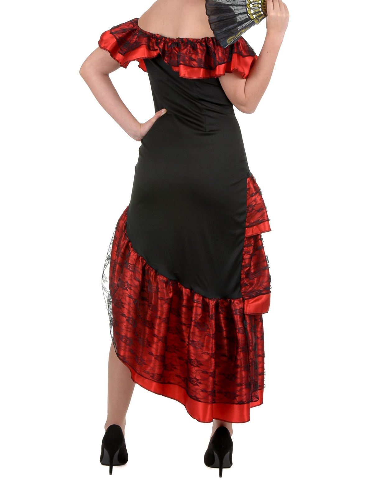 Schwarz-rote Flamenco-Tänzerin - Kostüm für Damen