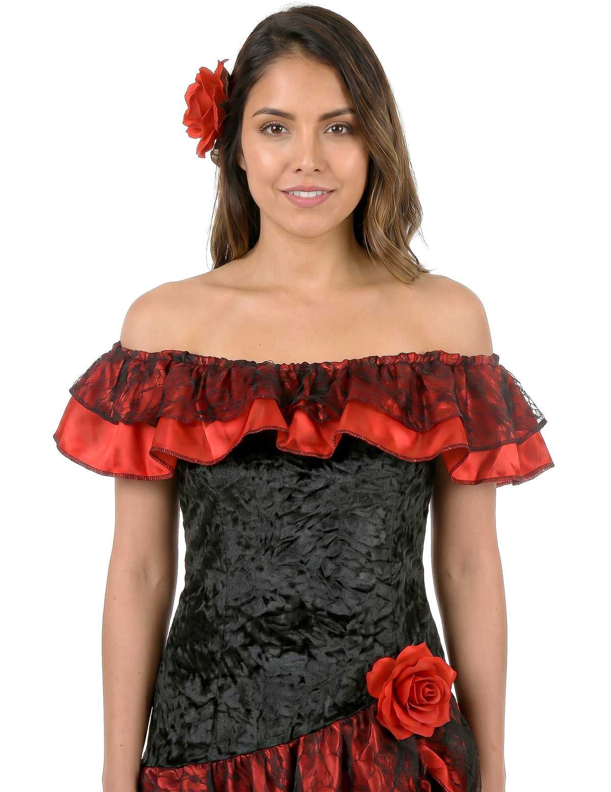 Schwarz-rote Flamenco-Tänzerin - Kostüm für Damen