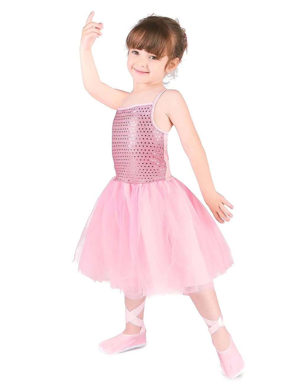 Déguisement de danseuse étoile pour fille rose à paillettes