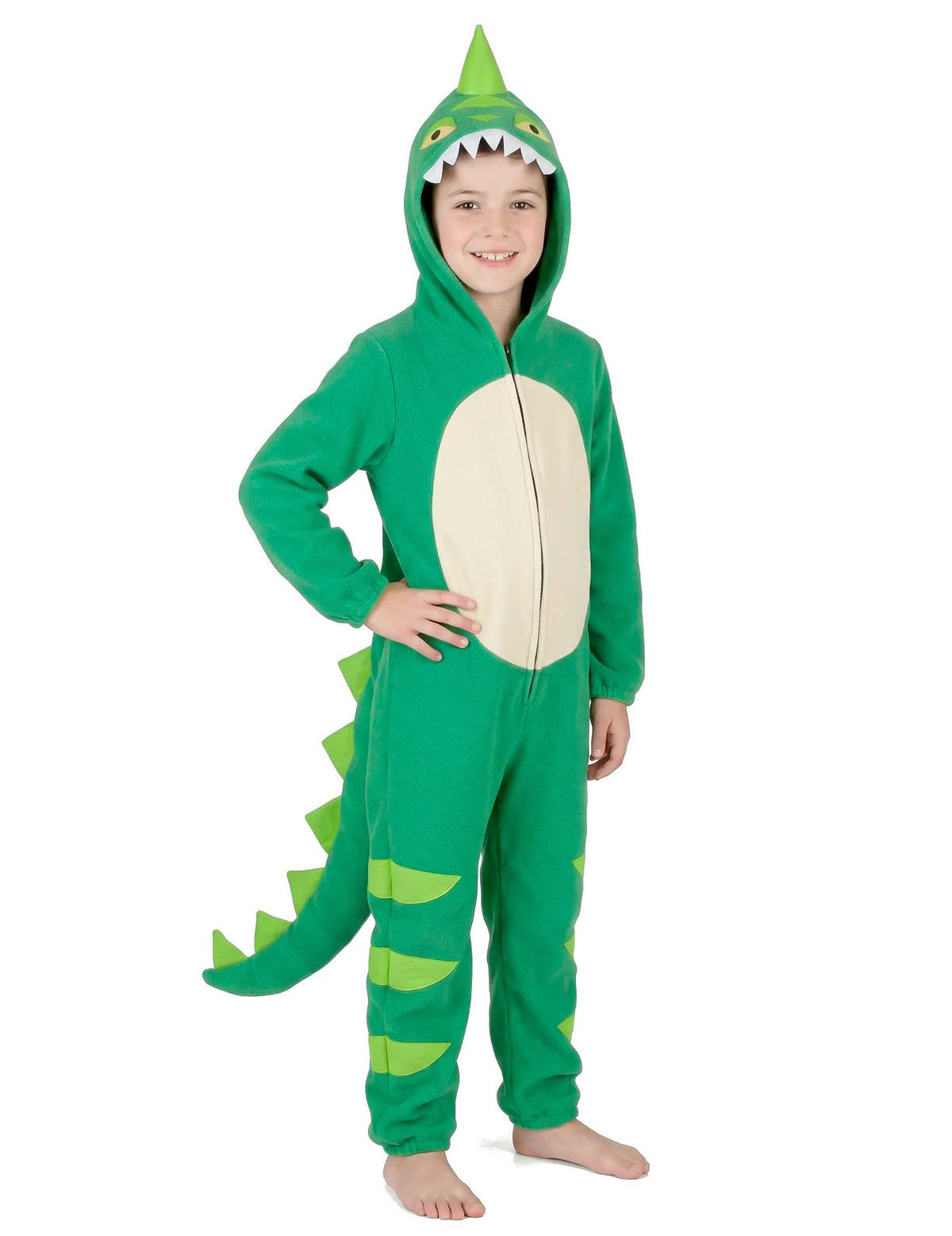 Vue de face en pied du déguisement de dinosaure pour enfant