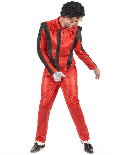 Déguisement de star de la pop pour homme rouge et noir