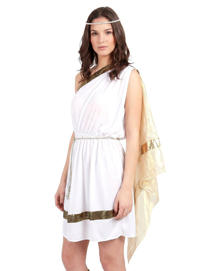 Elegantes Römerinnen-Kostüm für Damen weiss-goldfarben