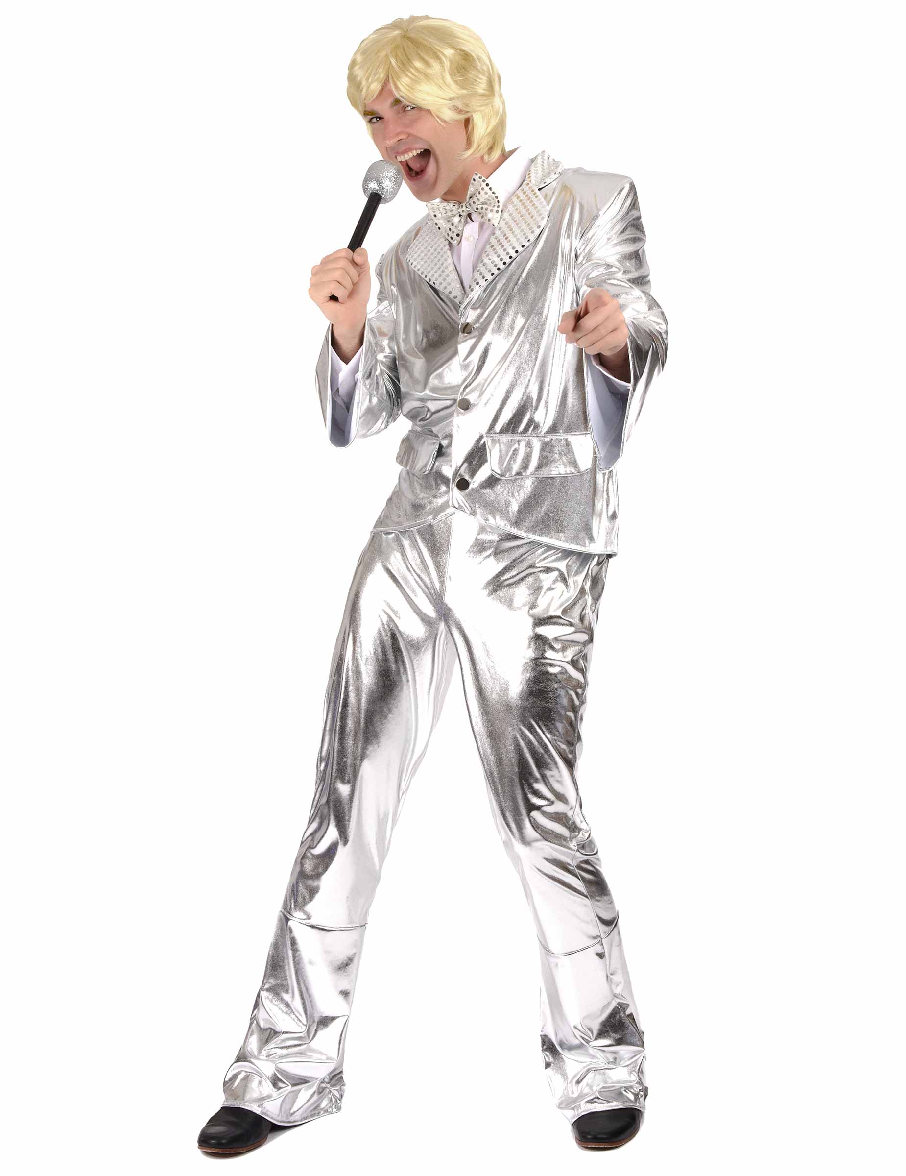 Déguisement disco pour homme argent brillant