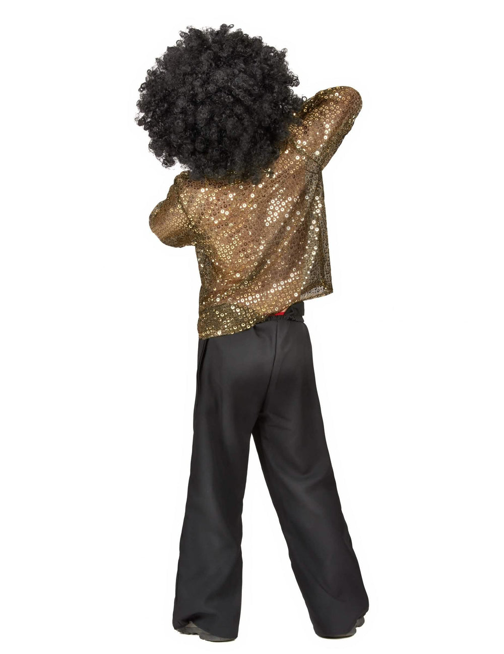 Rückansicht des Disco (70er)-Kostüms für Jungen mit Farbe Gold-Pailletten