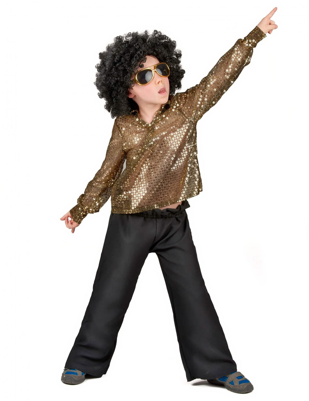 Verkleidung Disco (70er) für Jungen mit Farbe Gold-Pailletten