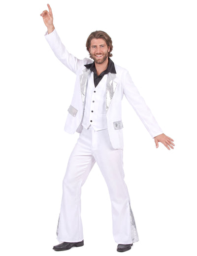 Weiß-silbernes Disco-Kostüm für Herren