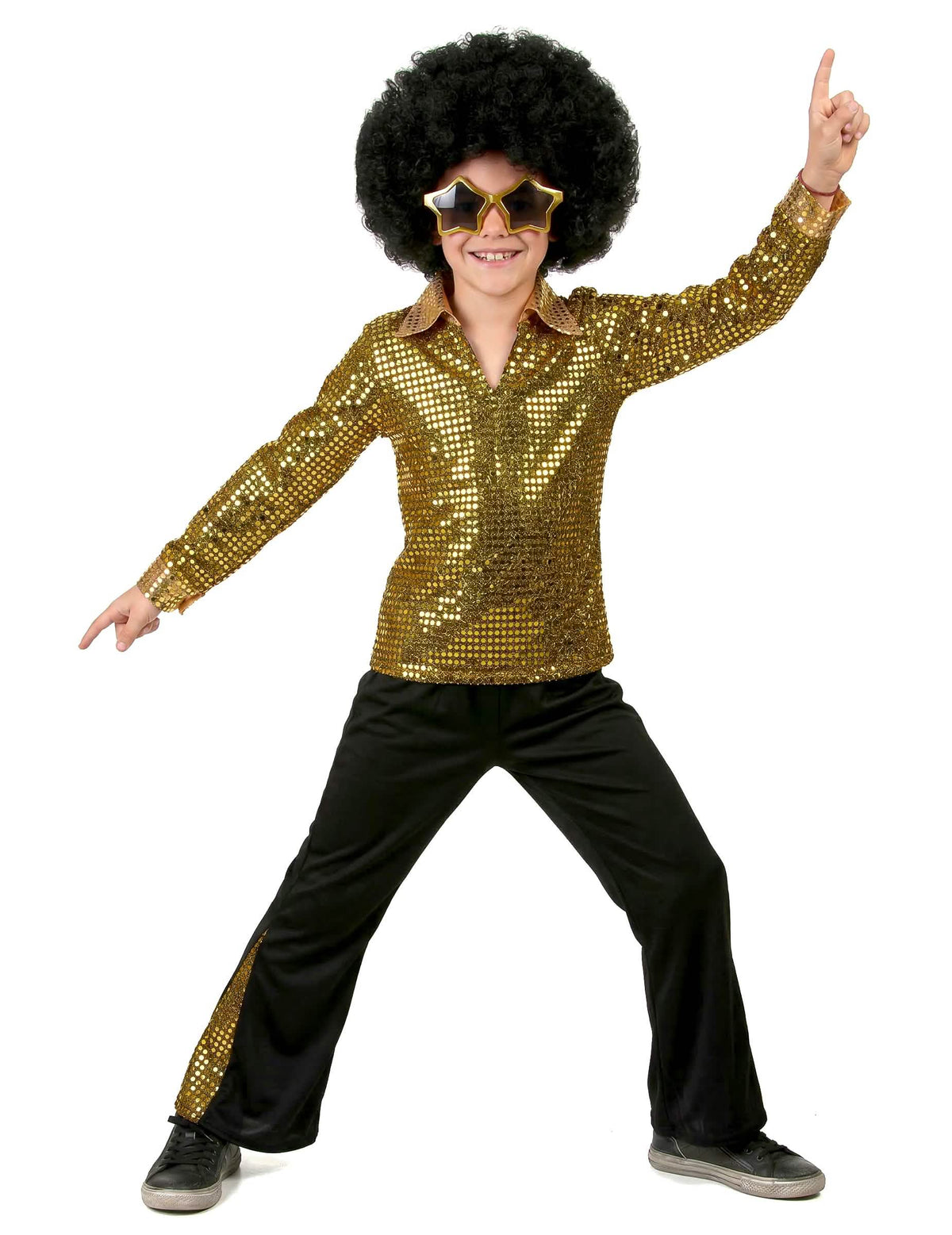 Tanzpose des Disco (70er)-Kostüms für Jungen