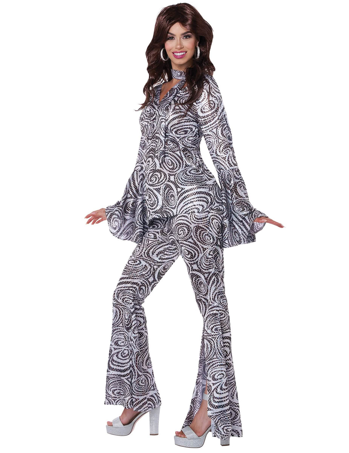 Seitenansicht des Disco (70er)-Kostüms für Damen