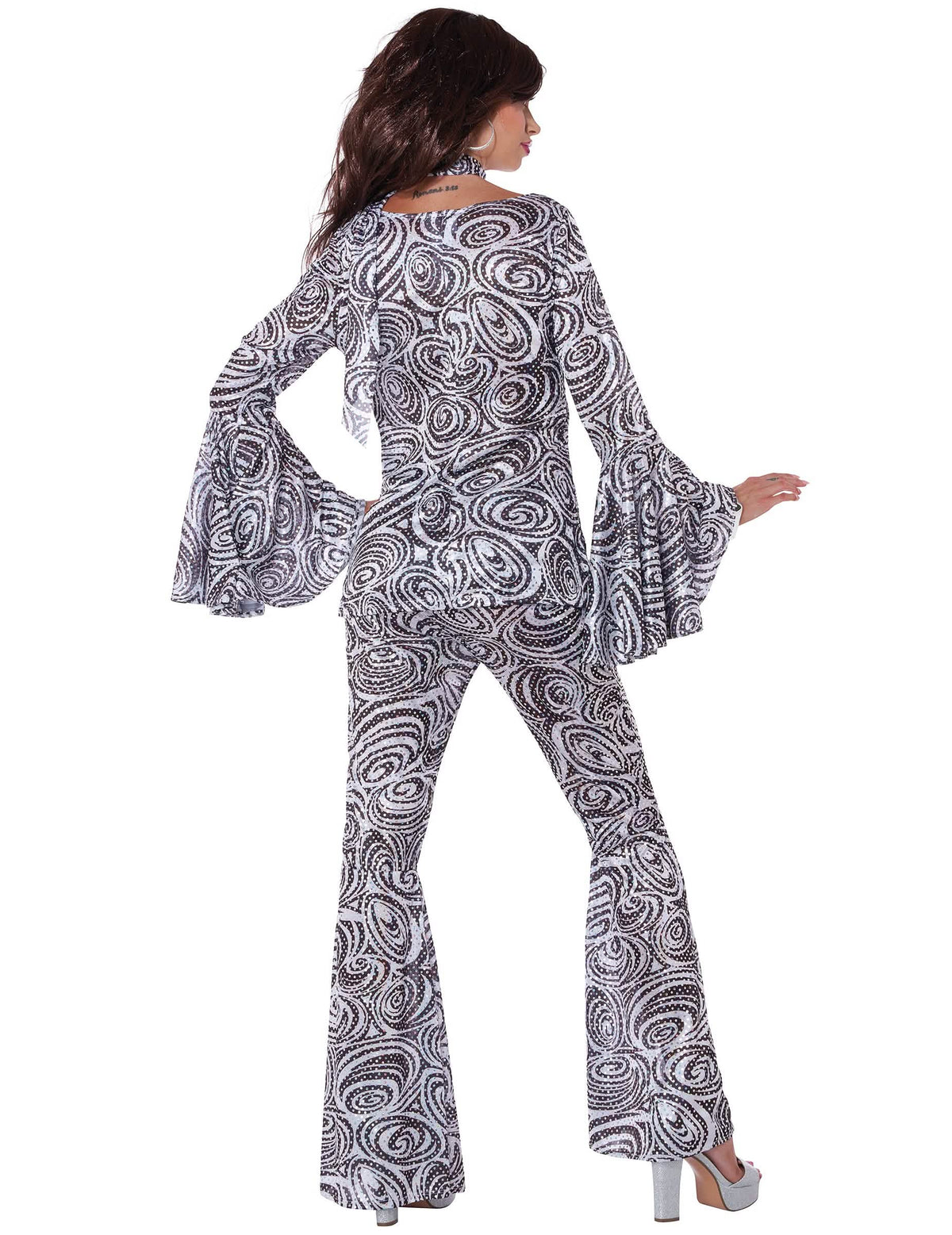 Rückansicht des Disco (70er)-Kostüms für Damen