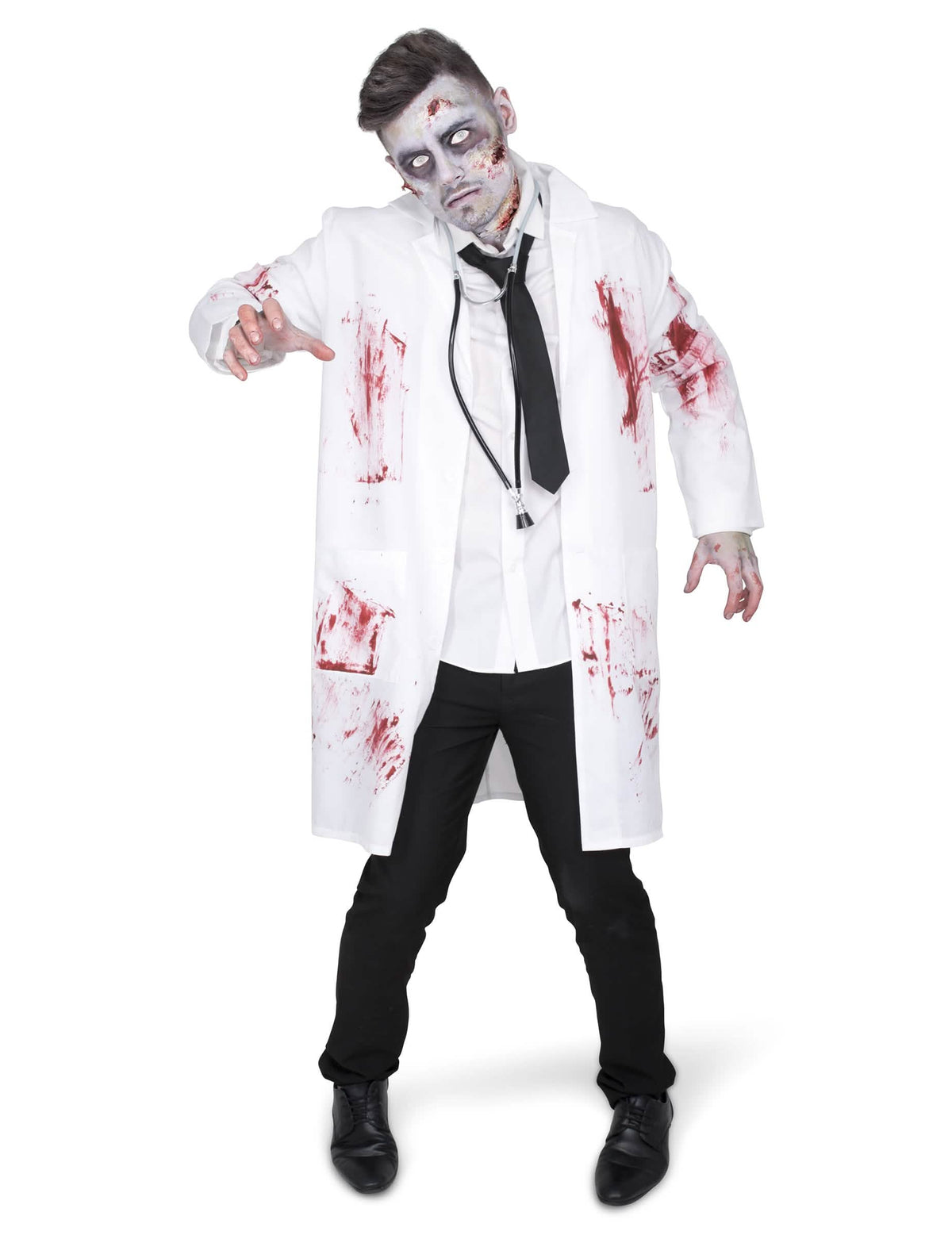 Übersicht des zombifizierten Arztkostüms