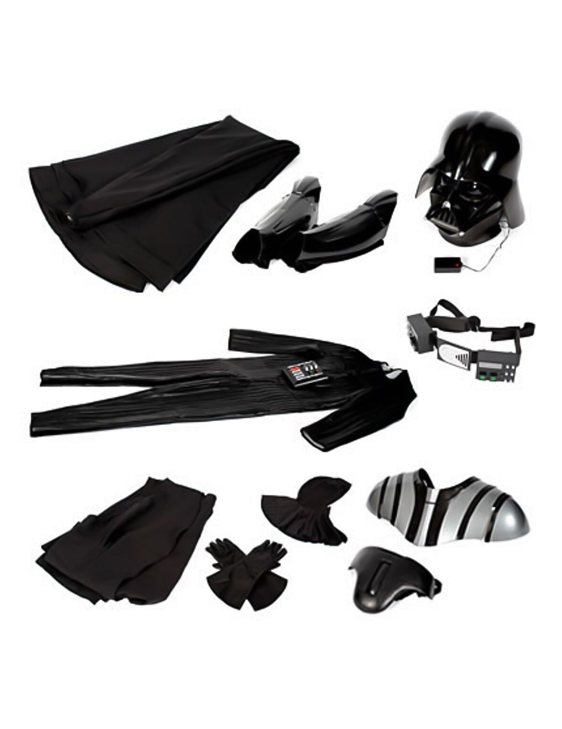 Détail de l'ensemble des pièces du déguisement édition collector Dark Vador Star Wars