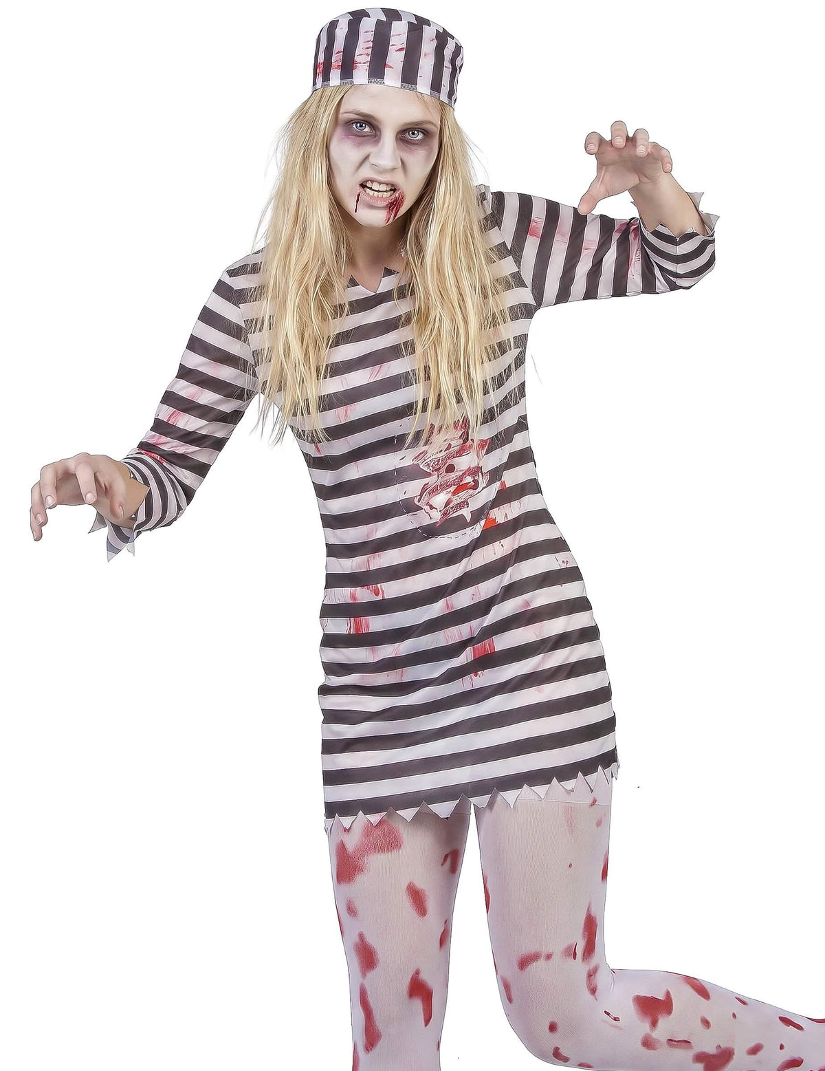 Zombie Häftlingskostüm für Damen