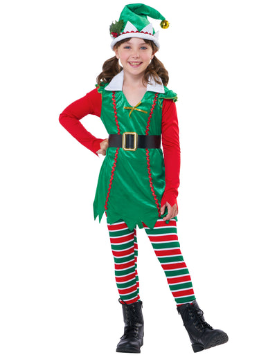 Weihnachtself-Kostüm für Mädchen grün-rot-weiss