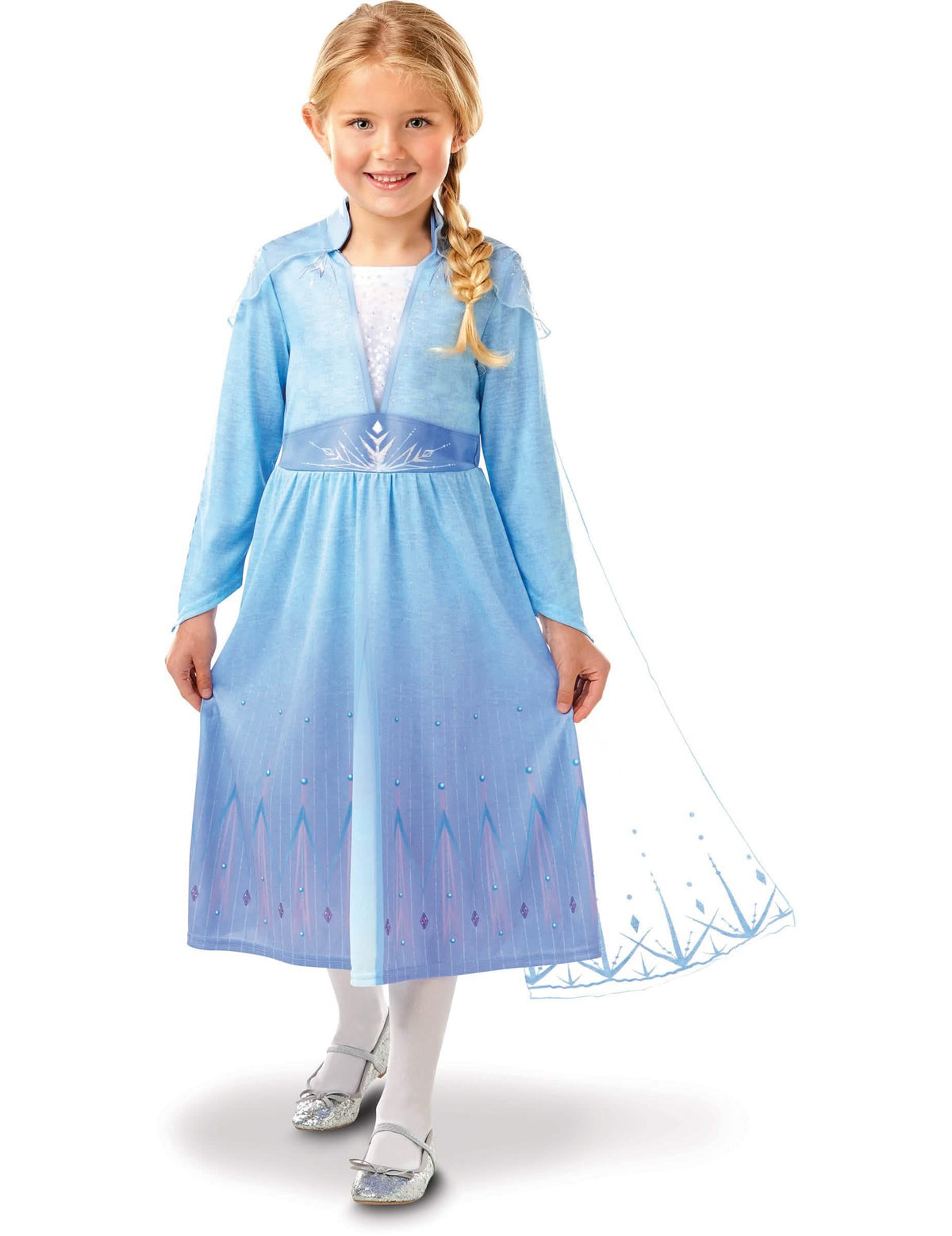 Elsa-Das-Frozen-Die-Eiskönigin-2-Kostüm für Mädchen in Himmelblau mit Umhang