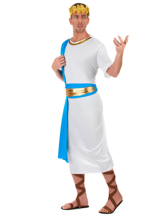 Griechischer Kaiser Kostüm für Herren weiss-blau-goldfarben