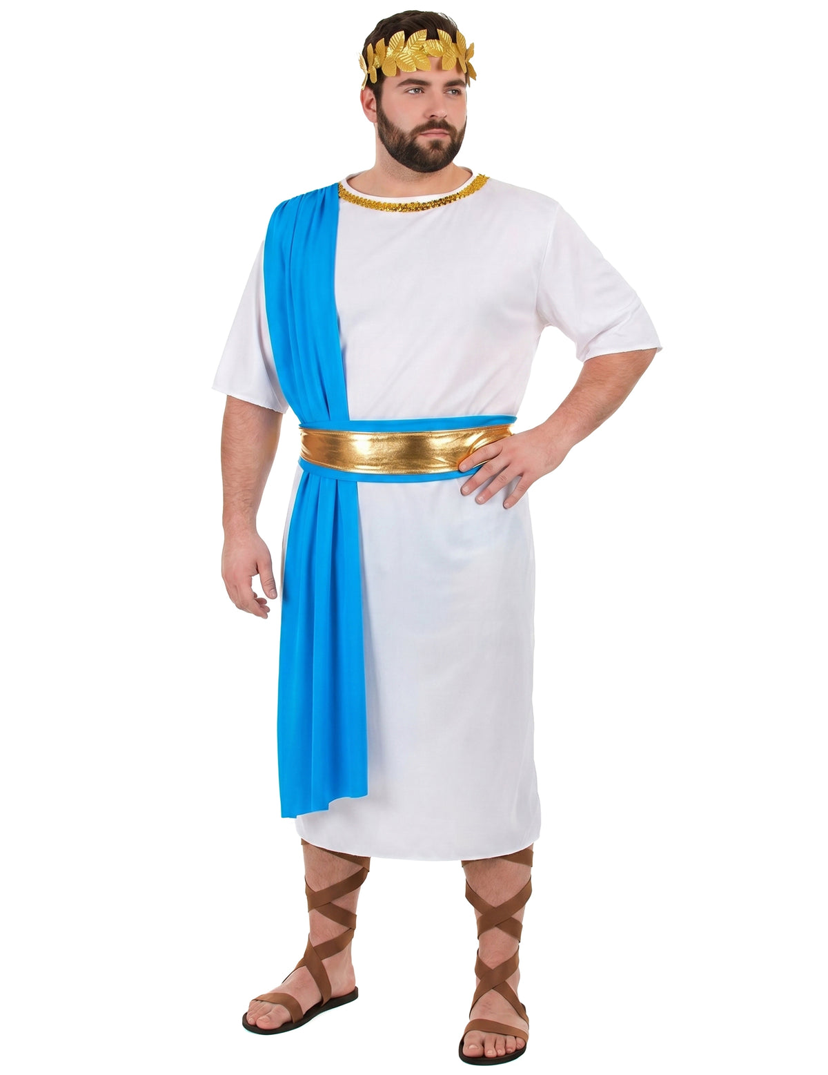 Griechischer Kaiser Kostüm für Herren weiss-blau-goldfarben