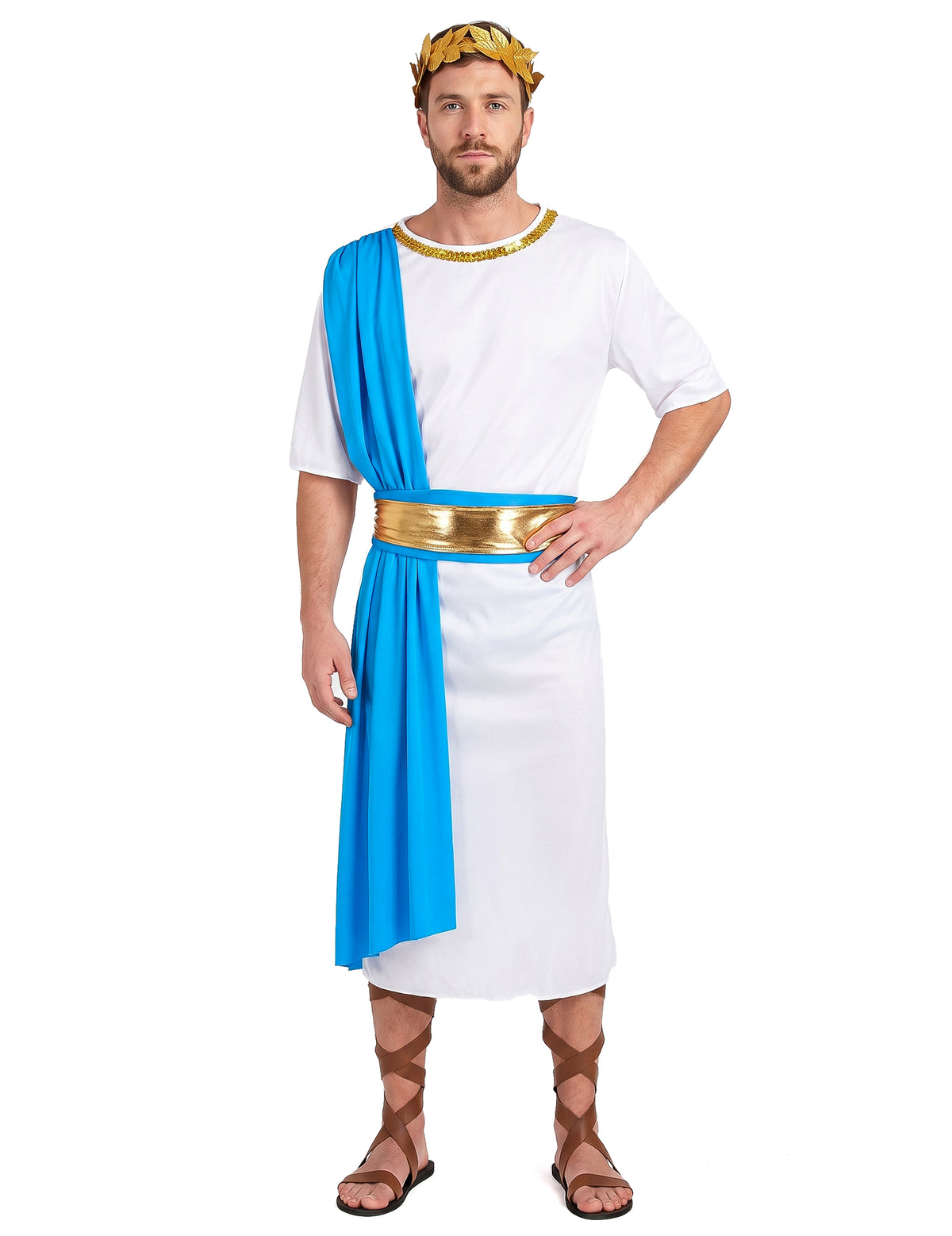 Griechischer Kaiser Kostüm für Herren weiss-blau-goldfarben