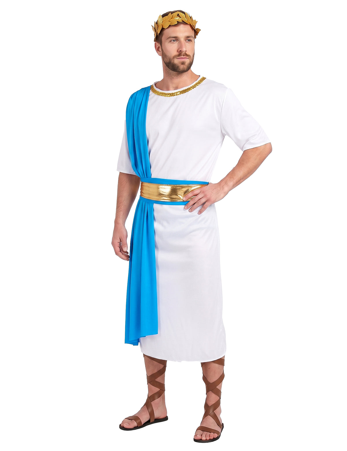 Griechischer Kaiser Kostüm für Herren weiss-blau-goldfarben