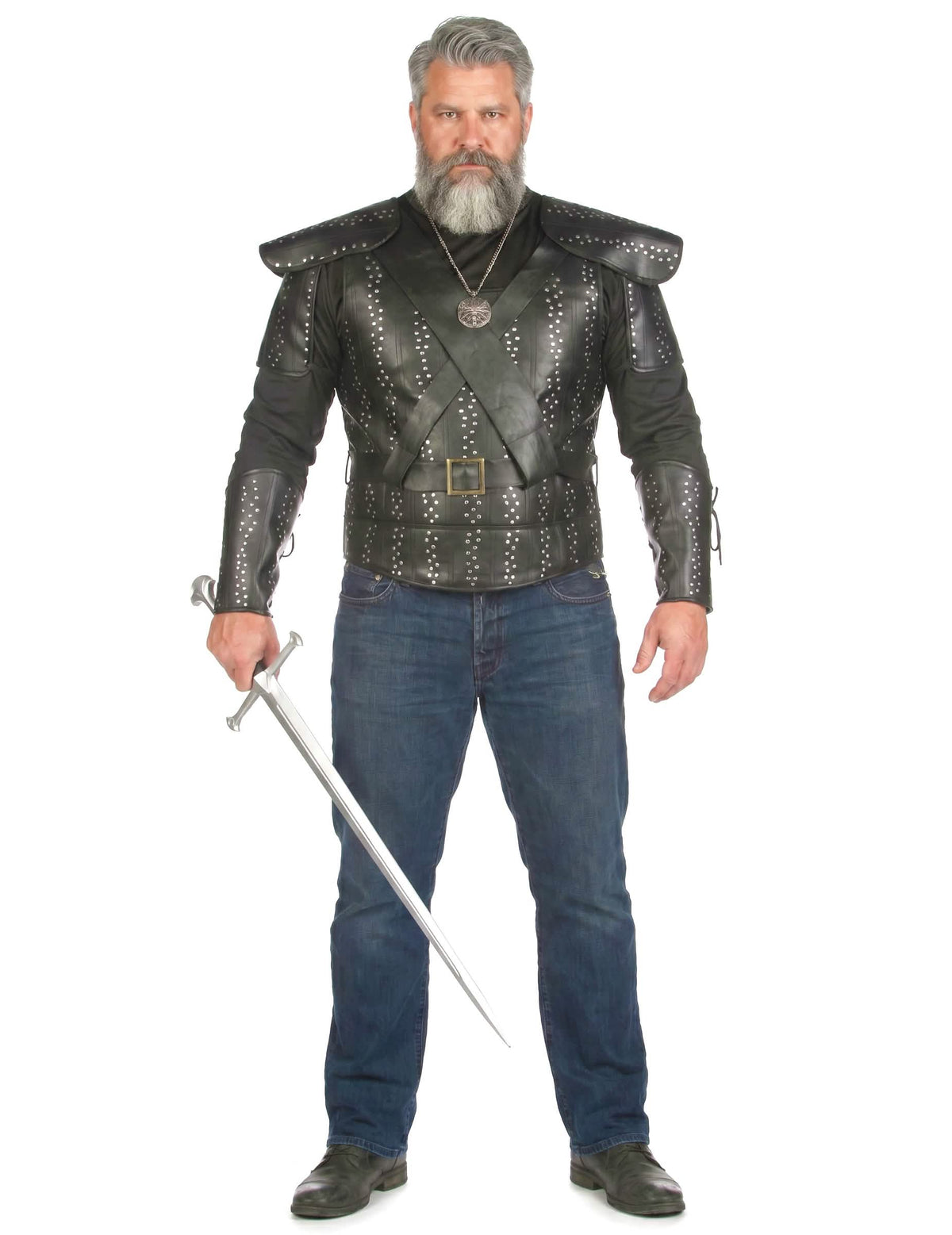 Cosplay Hexer-Kostüm Halloween-Verkleidung schwarz-silberfarben