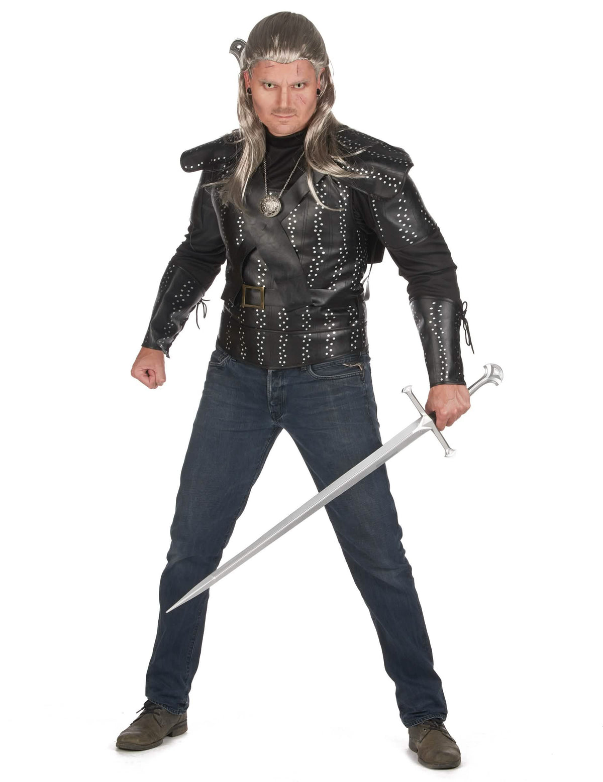 Cosplay Hexer-Kostüm Halloween-Verkleidung schwarz-silberfarben