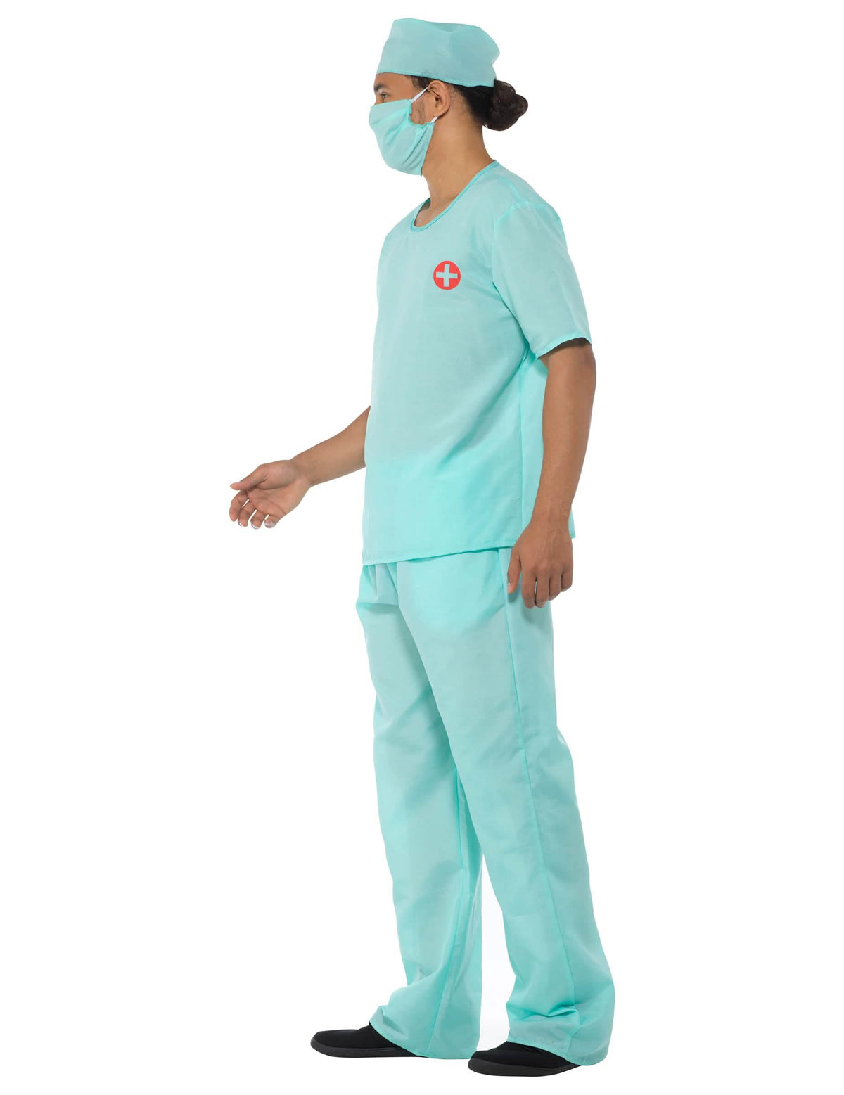 Vue de profil du déguisement et accessoires docteur chirurgien