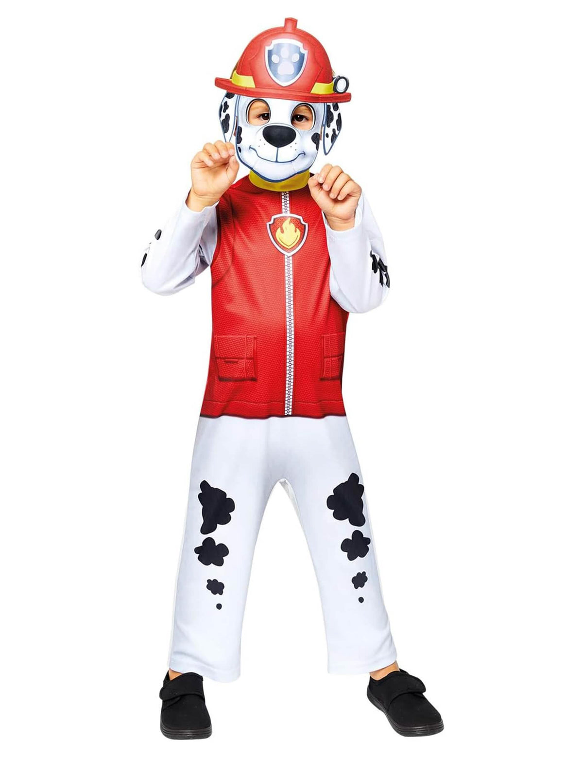 Frontansicht des Kostüms und der Maske Marcus Paw Patrol