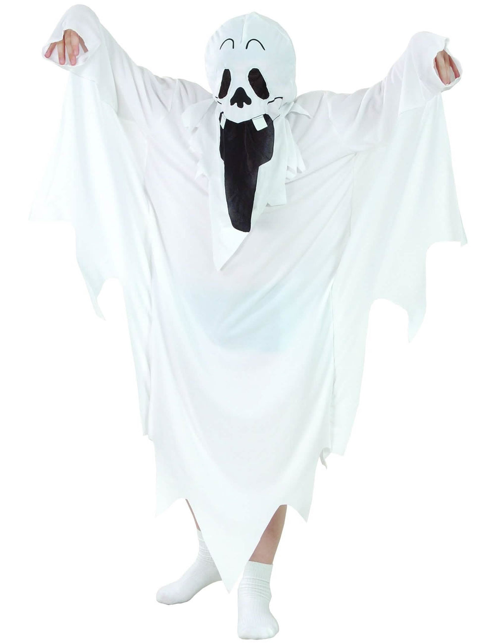 Nahaufnahme der Maske des Halloween-Geisterkostüms