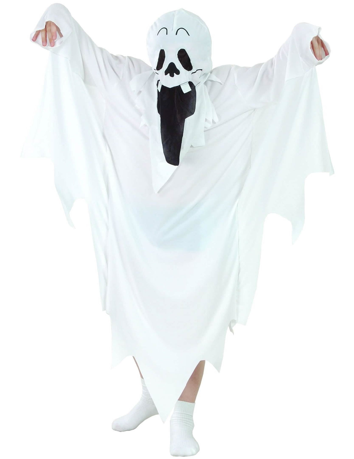Nahaufnahme der Maske des Halloween-Geisterkostüms