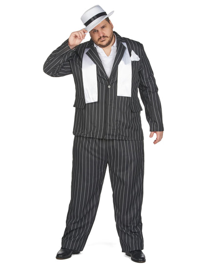 Vue de face portée du déguisement de gangster pour homme