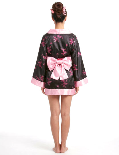 Geisha-Kostüm für Damen Floral schwarz-rosa