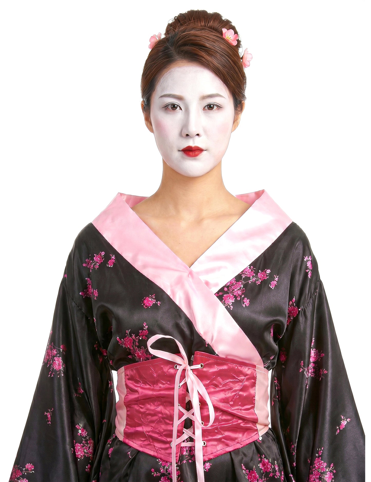 Geisha-Kostüm für Damen Floral schwarz-rosa