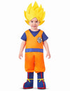 Déguisement Goku Super Saiyan Dragon Ball Z pour bébé orange et bleu avec perruque jaune