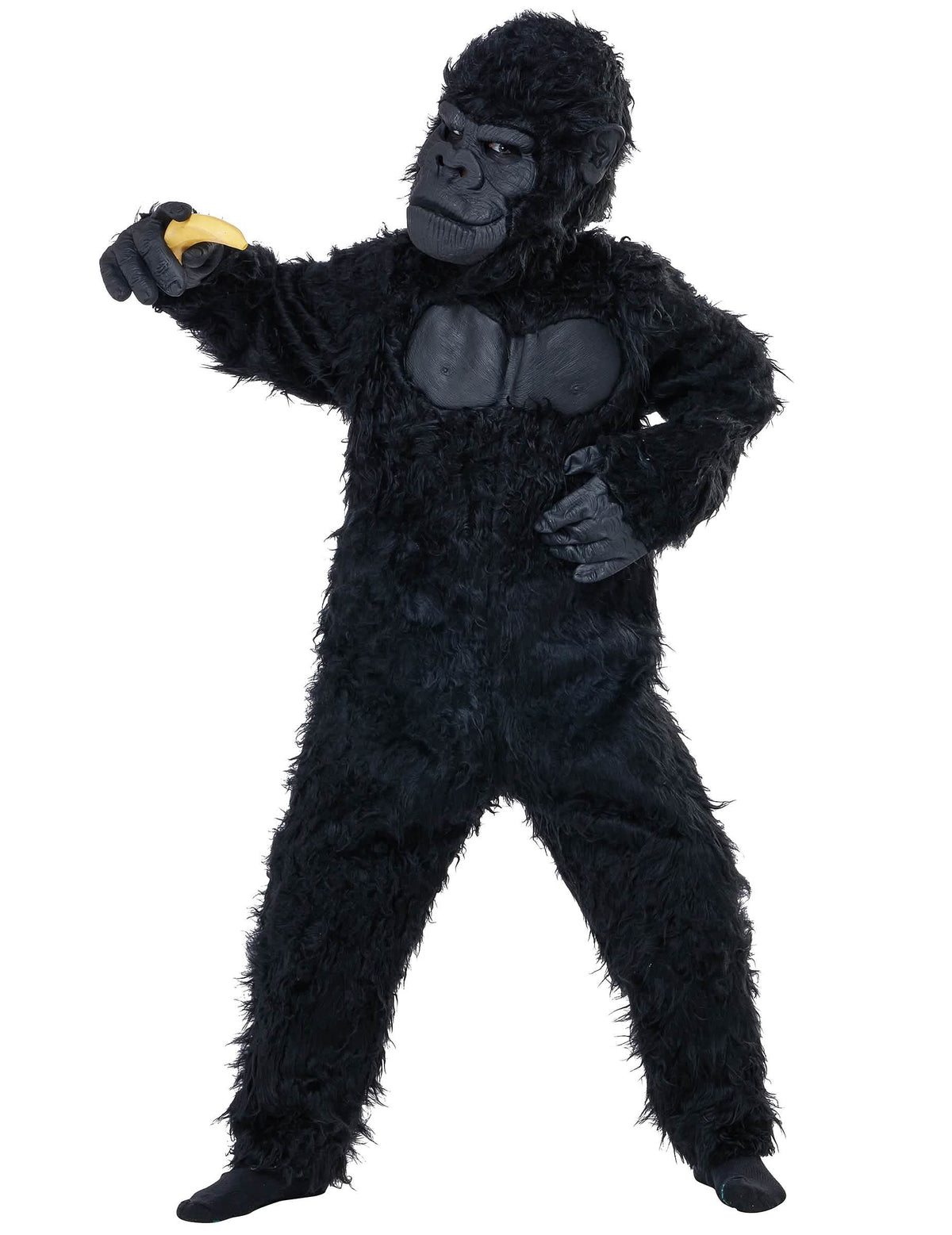Gorillakostüm für Kinder Schwarz aus Kunstpelz