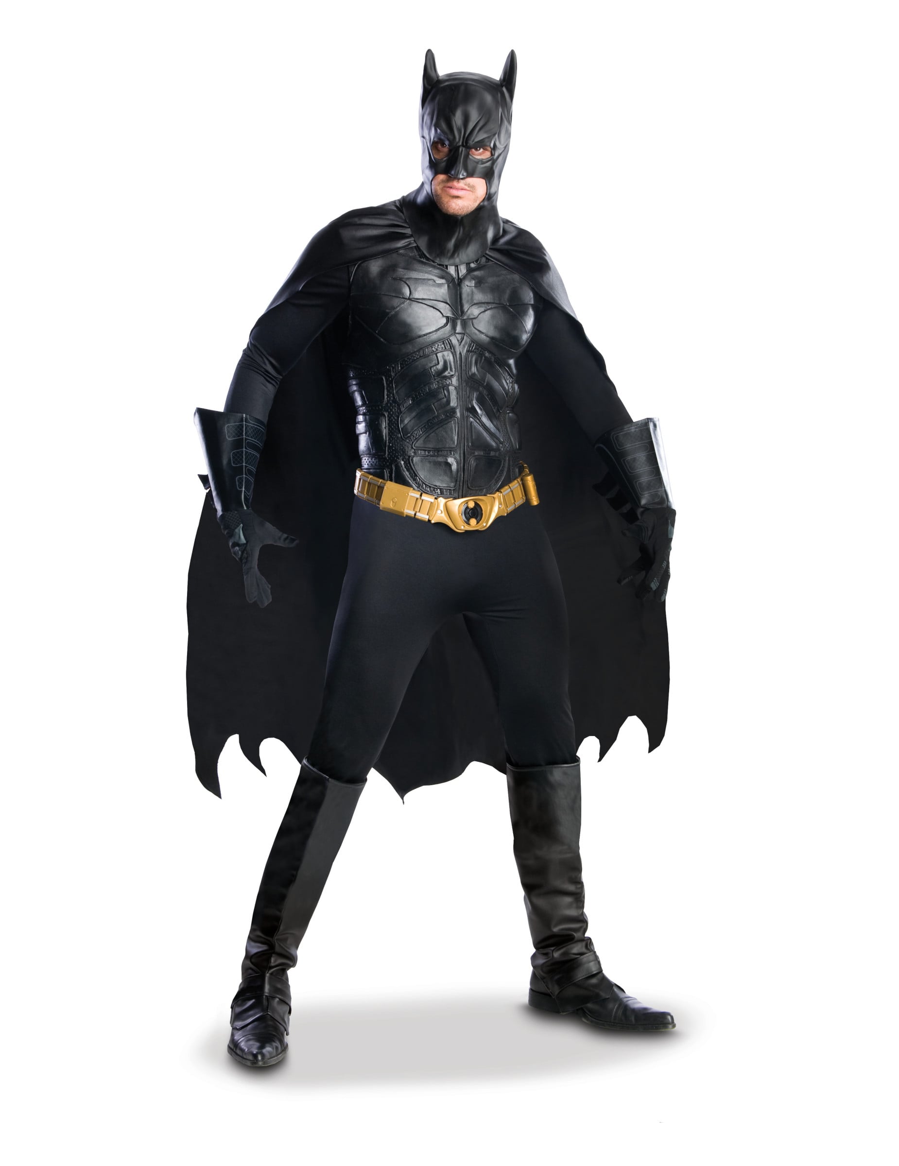 Déguisement grand heritage Batman pour homme noir avec ceinture dorée