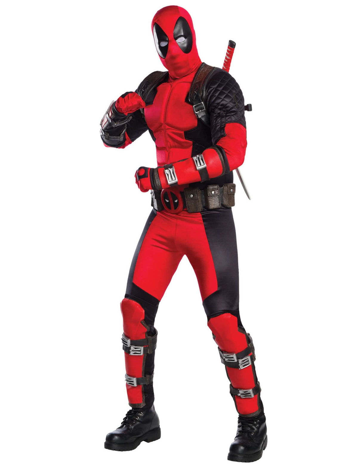 Deadpool-Großheritage-Kostüm für Erwachsene in Rot und Schwarz