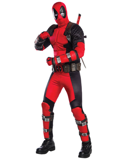 Deadpool-Großheritage-Kostüm für Erwachsene in Rot und Schwarz