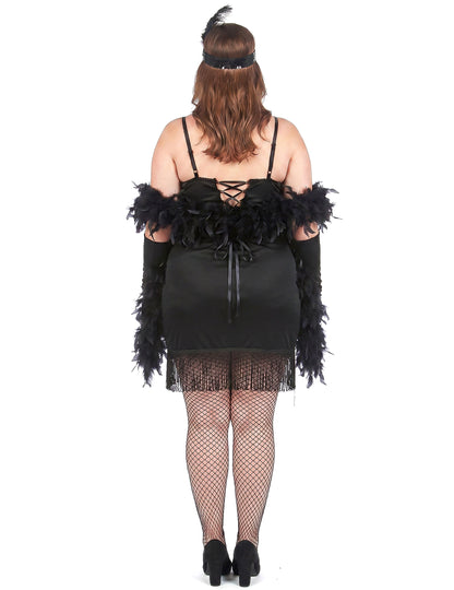 Plus Size Charlestonkostüm für Damen schwarz