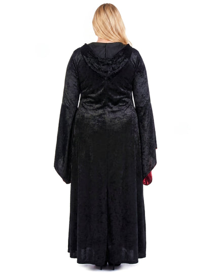 Gothic Hexenkostüm Plus Size für Damen rot-schwarz