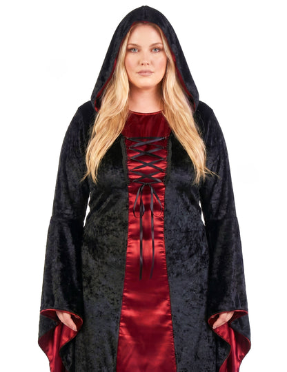 Gothic Hexenkostüm Plus Size für Damen rot-schwarz