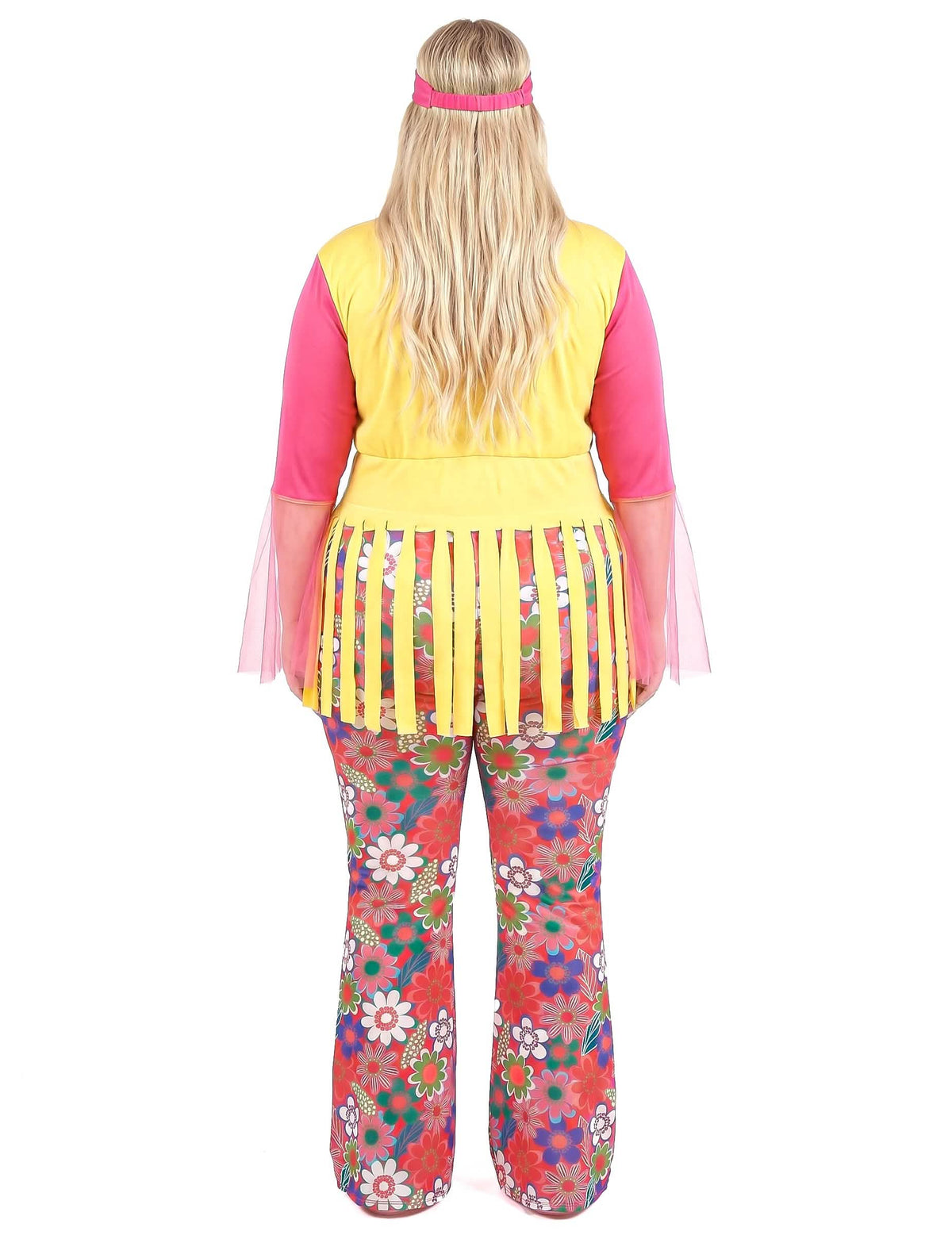 Hippie Kostüm für Damen Plus Size rosa-gelb