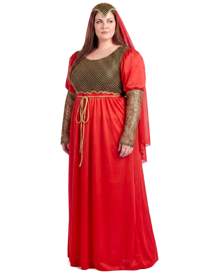 Rotes mittelalterliches Kostüm für Damen Plus Size