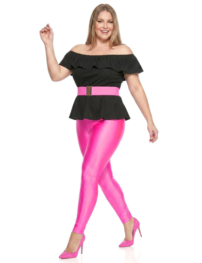 Kostüm 80er Jahre Party Damen Plus Size Schwarz Pink