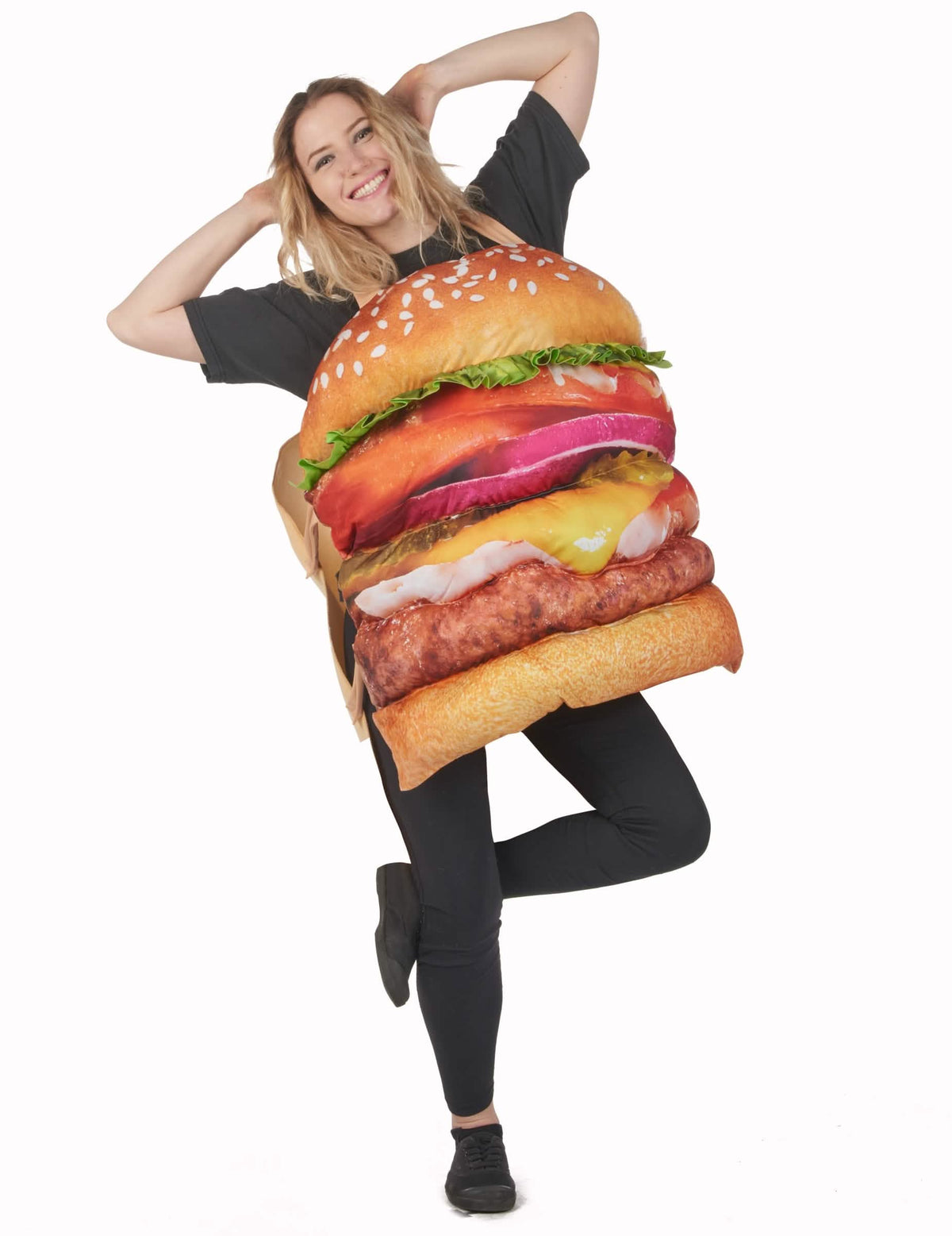 Frontansicht des realistischen Hamburger-Kostüms für Erwachsene