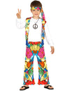Déguisement hippie à grosses fleurs pour enfant multicolore avec gilet et bandeau