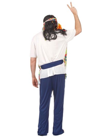 Hippiekostüm für Herren mit Bandana bunt