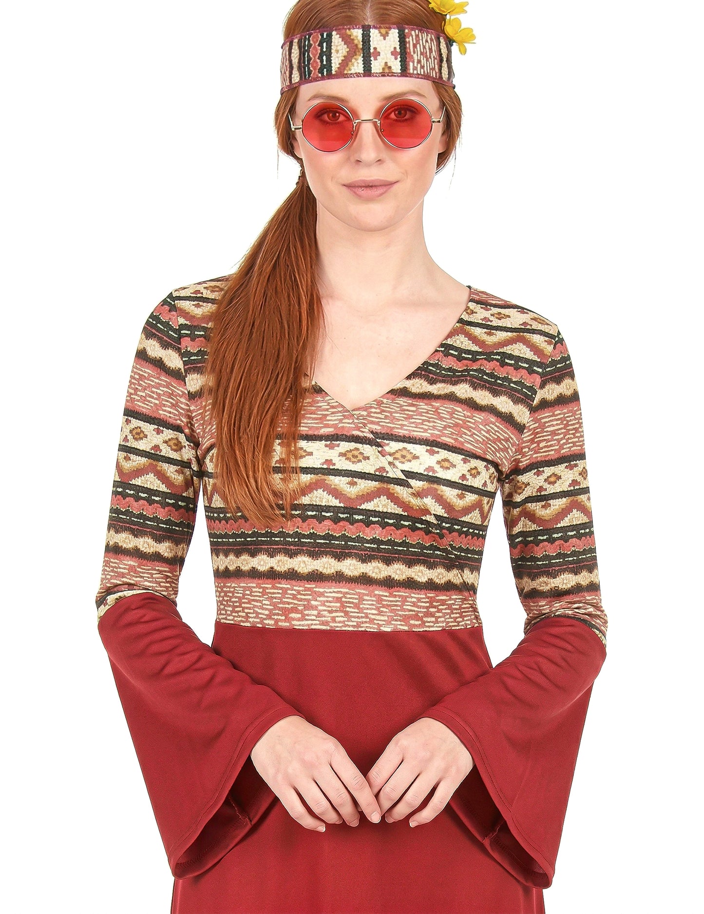 Hippiekostüm für Frauen bordeauxfarben